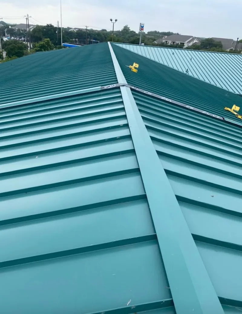 Green commercial metal roof ridge and valley for Metal Roof Repair in Lutherville